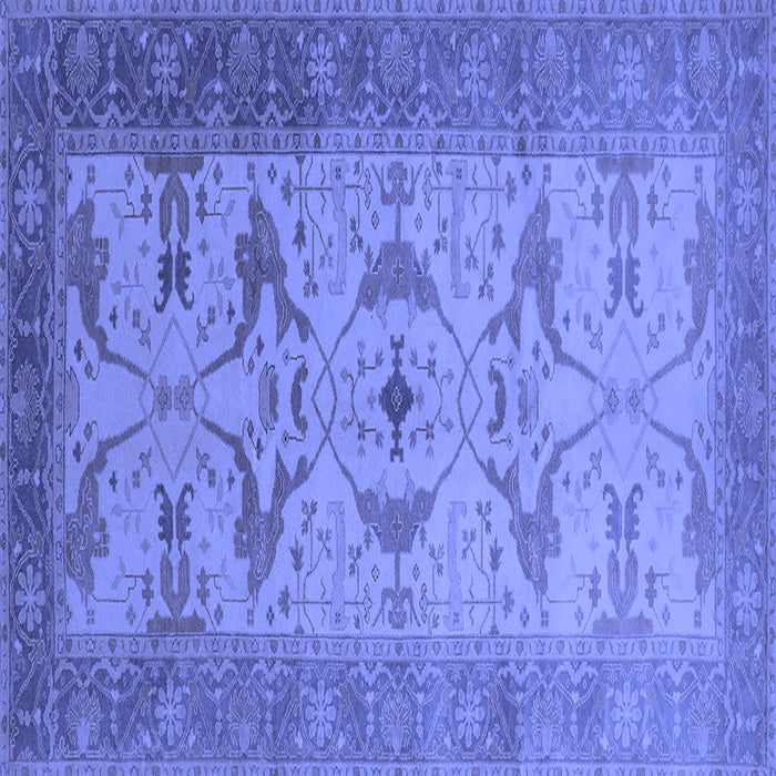 Square Machine Washable Oriental Blue Traditional Rug, wshurb1422blu