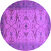 Round Oriental Purple Traditional Rug, urb1422pur