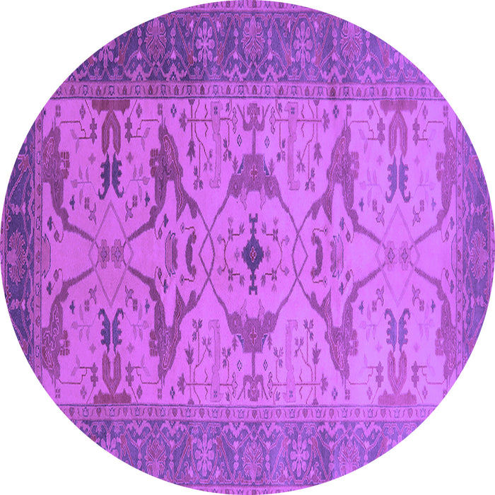 Round Machine Washable Oriental Purple Traditional Area Rugs, wshurb1422pur