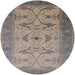 Round Mid-Century Modern Sandstone Brown Oriental Rug, urb1422