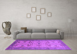 Machine Washable Oriental Purple Traditional Area Rugs in a Living Room, wshurb1422pur