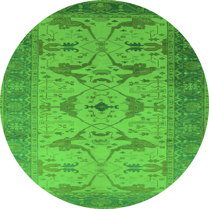 Round Oriental Green Traditional Rug, urb1422grn