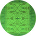 Round Oriental Green Traditional Rug, urb1422grn