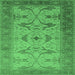 Square Machine Washable Oriental Emerald Green Traditional Area Rugs, wshurb1422emgrn