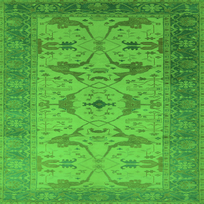 Square Machine Washable Oriental Green Traditional Area Rugs, wshurb1422grn