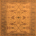 Square Machine Washable Oriental Orange Traditional Area Rugs, wshurb1422org