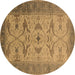 Round Oriental Brown Traditional Rug, urb1422brn