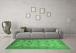 Machine Washable Oriental Emerald Green Traditional Area Rugs in a Living Room,, wshurb1422emgrn