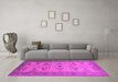 Machine Washable Oriental Pink Traditional Rug in a Living Room, wshurb1422pnk