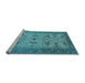 Sideview of Machine Washable Oriental Light Blue Traditional Rug, wshurb1422lblu