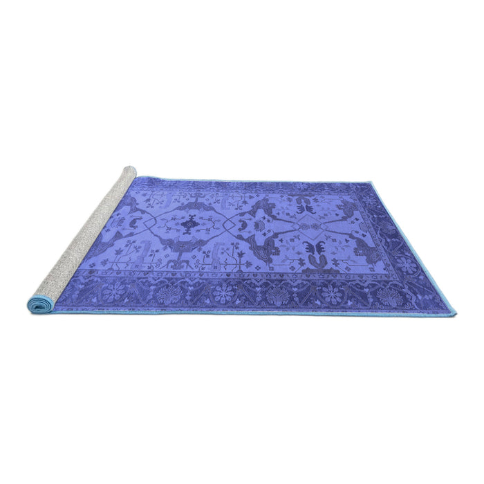 Sideview of Machine Washable Oriental Blue Traditional Rug, wshurb1422blu