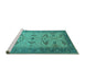 Sideview of Machine Washable Oriental Turquoise Traditional Area Rugs, wshurb1422turq