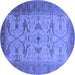 Round Oriental Blue Traditional Rug, urb1422blu