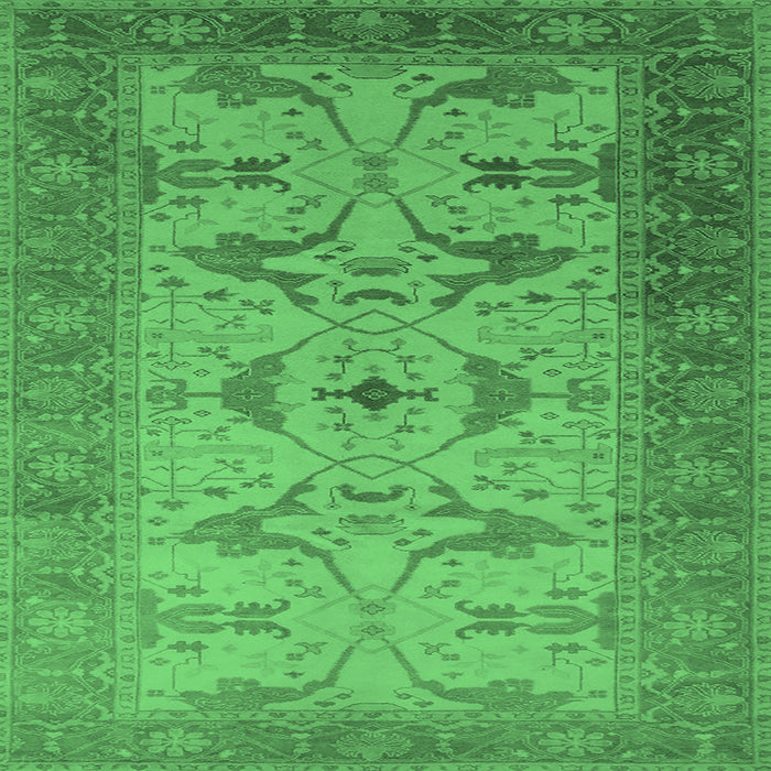 Square Oriental Emerald Green Traditional Rug, urb1422emgrn