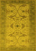 Machine Washable Oriental Yellow Traditional Rug, wshurb1422yw