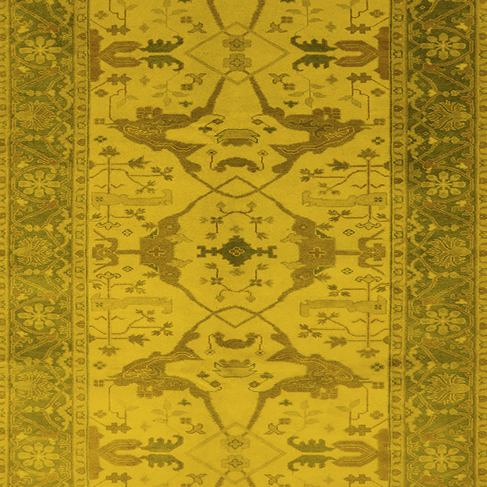 Machine Washable Oriental Yellow Traditional Rug, wshurb1422yw