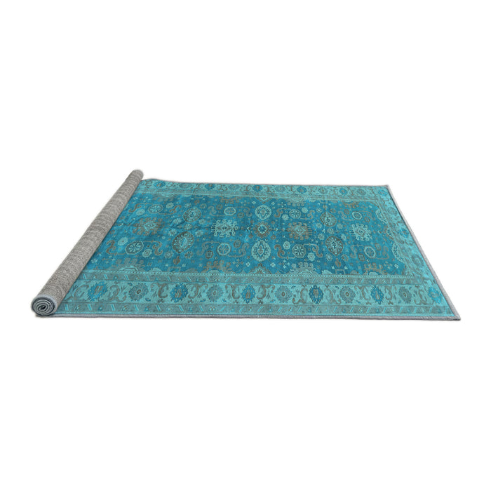 Sideview of Machine Washable Oriental Light Blue Traditional Rug, wshurb1423lblu