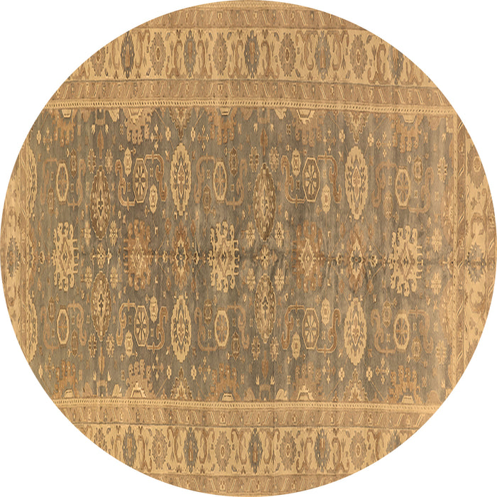 Round Oriental Brown Traditional Rug, urb1423brn
