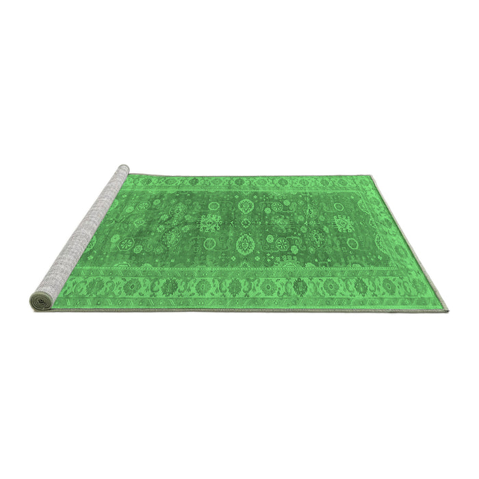 Sideview of Machine Washable Oriental Emerald Green Traditional Area Rugs, wshurb1423emgrn