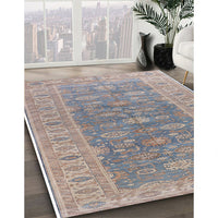 Mid-Century Modern Silver Pink Oriental Rug, urb1423