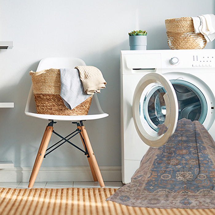 Machine Washable Industrial Modern Silver Pink Rug in a Washing Machine, wshurb1423