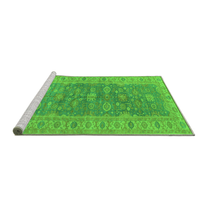Sideview of Machine Washable Oriental Green Traditional Area Rugs, wshurb1423grn