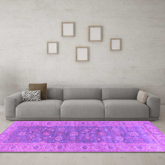 Machine Washable Oriental Purple Traditional Area Rugs in a Living Room, wshurb1423pur