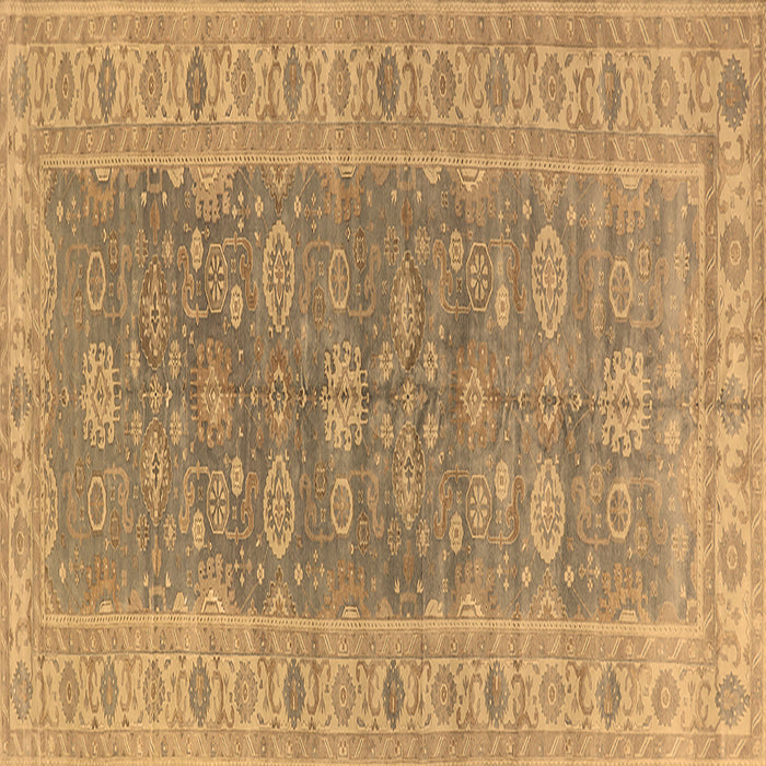 Square Machine Washable Oriental Brown Traditional Rug, wshurb1423brn