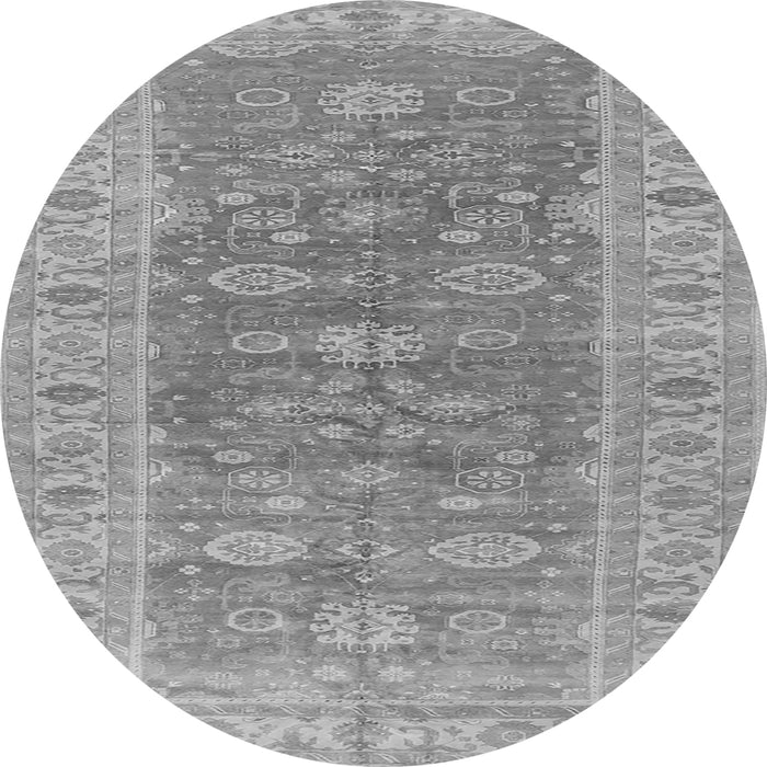 Round Machine Washable Oriental Gray Traditional Rug, wshurb1423gry
