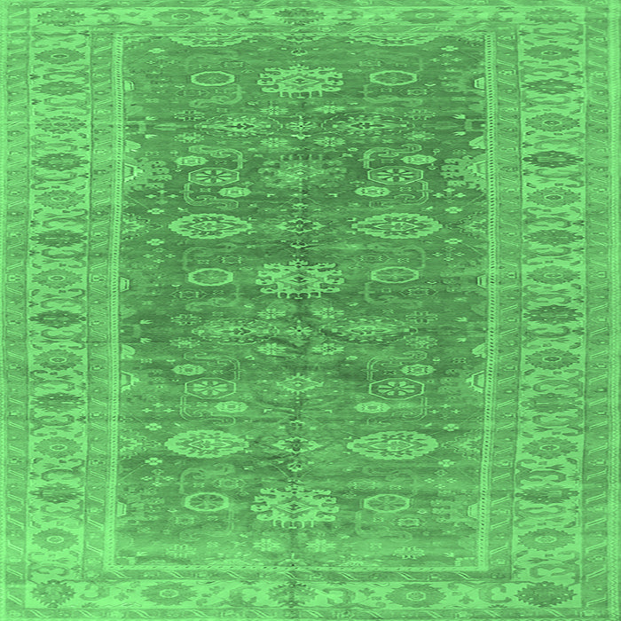 Square Oriental Emerald Green Traditional Rug, urb1423emgrn