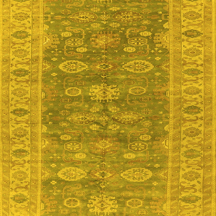 Machine Washable Oriental Yellow Traditional Rug, wshurb1423yw
