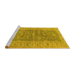 Sideview of Machine Washable Oriental Yellow Traditional Rug, wshurb1423yw