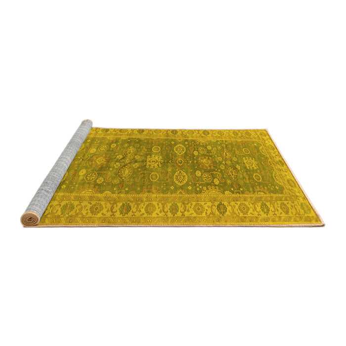 Sideview of Machine Washable Oriental Yellow Traditional Rug, wshurb1423yw