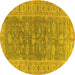 Round Oriental Yellow Traditional Rug, urb1423yw