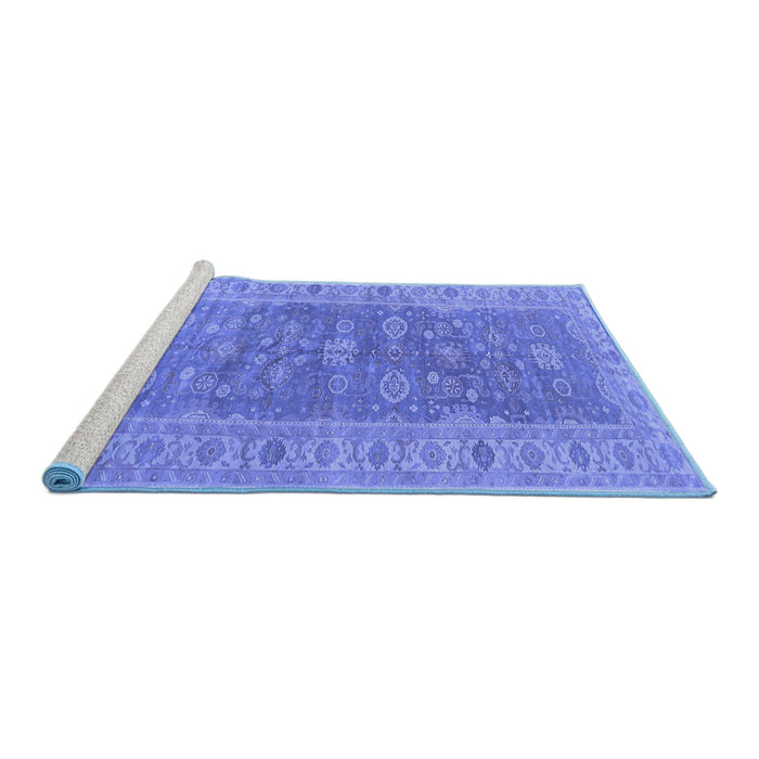 Sideview of Machine Washable Oriental Blue Traditional Rug, wshurb1423blu