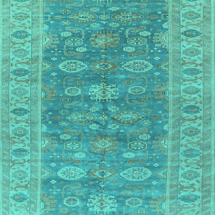 Machine Washable Oriental Turquoise Traditional Area Rugs, wshurb1423turq