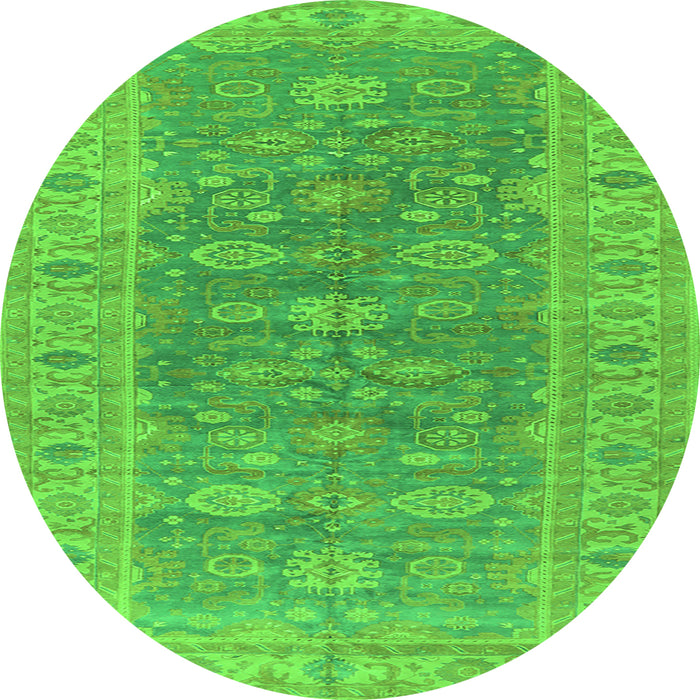 Round Oriental Green Traditional Rug, urb1423grn