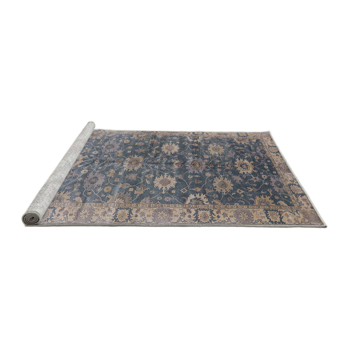 Sideview of Machine Washable Industrial Modern Mist Blue Rug, wshurb1424