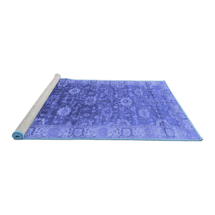 Sideview of Machine Washable Oriental Blue Traditional Rug, wshurb1424blu