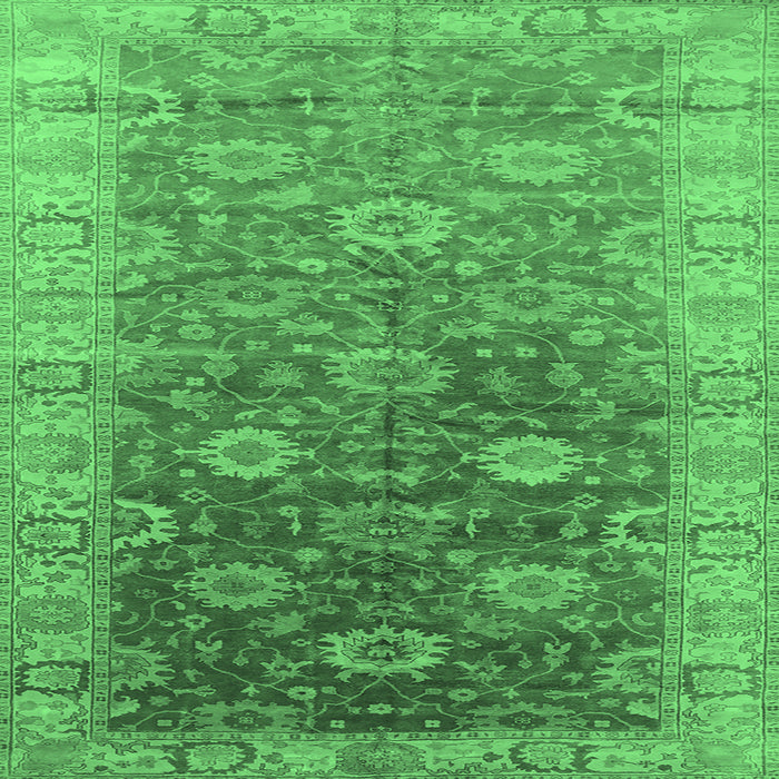 Square Oriental Emerald Green Traditional Rug, urb1424emgrn