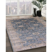 Mid-Century Modern Mist Blue Oriental Rug, urb1424