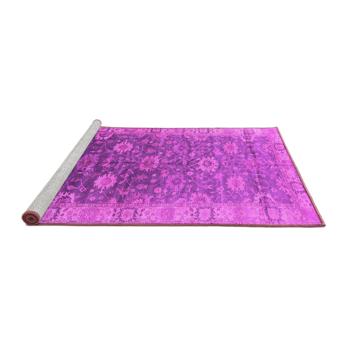 Sideview of Machine Washable Oriental Pink Traditional Rug, wshurb1424pnk