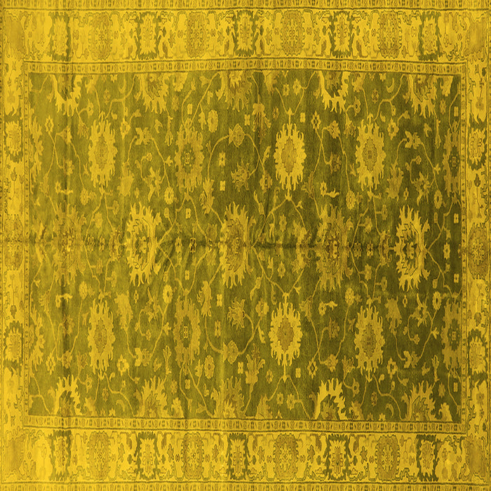 Square Machine Washable Oriental Yellow Traditional Rug, wshurb1424yw