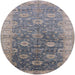 Round Mid-Century Modern Mist Blue Oriental Rug, urb1424