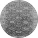 Round Machine Washable Oriental Gray Traditional Rug, wshurb1424gry