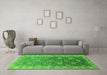 Machine Washable Oriental Green Traditional Area Rugs in a Living Room,, wshurb1424grn