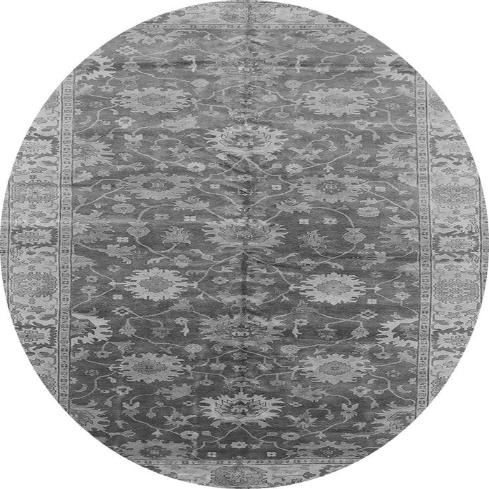 Round Oriental Gray Traditional Rug, urb1424gry