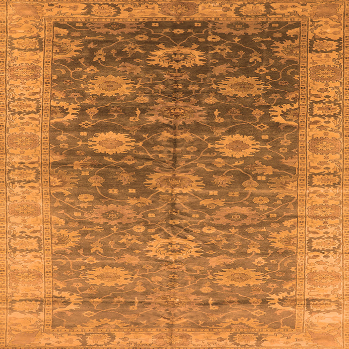 Square Machine Washable Oriental Orange Traditional Area Rugs, wshurb1424org
