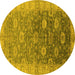 Round Oriental Yellow Traditional Rug, urb1424yw