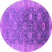 Round Machine Washable Oriental Purple Traditional Area Rugs, wshurb1424pur